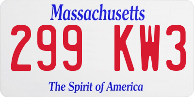 MA license plate 299KW3