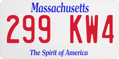 MA license plate 299KW4