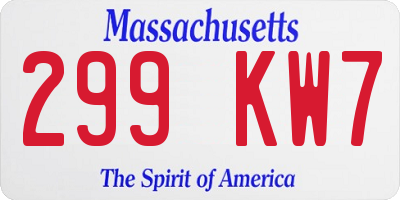 MA license plate 299KW7