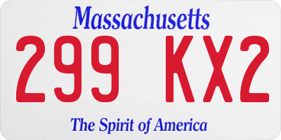 MA license plate 299KX2