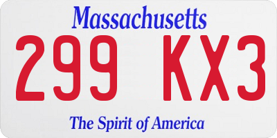 MA license plate 299KX3