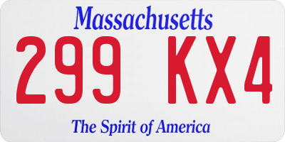 MA license plate 299KX4
