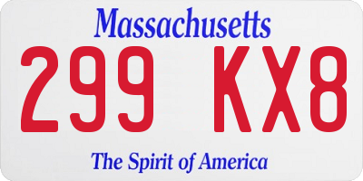MA license plate 299KX8