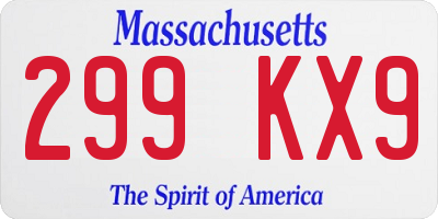 MA license plate 299KX9