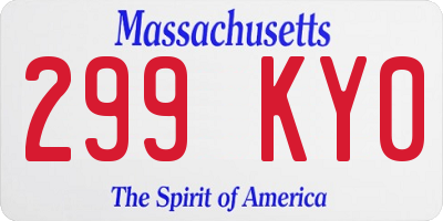 MA license plate 299KY0