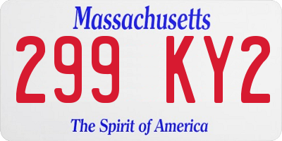 MA license plate 299KY2