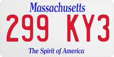 MA license plate 299KY3