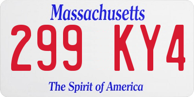 MA license plate 299KY4