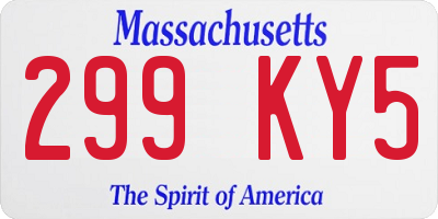 MA license plate 299KY5