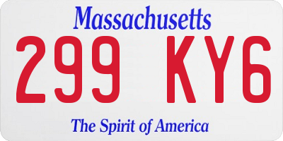 MA license plate 299KY6