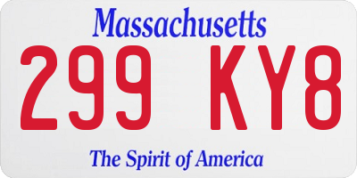 MA license plate 299KY8