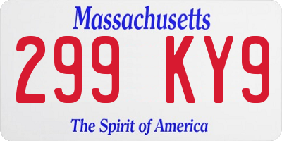 MA license plate 299KY9