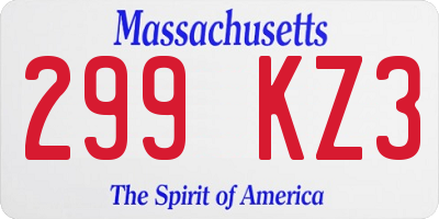 MA license plate 299KZ3