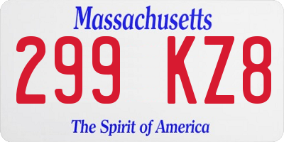 MA license plate 299KZ8
