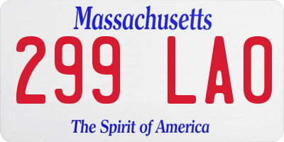 MA license plate 299LA0