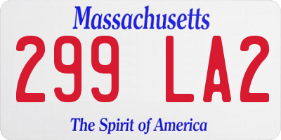 MA license plate 299LA2