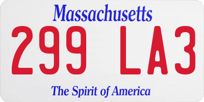 MA license plate 299LA3