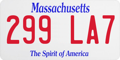 MA license plate 299LA7
