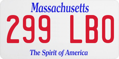 MA license plate 299LB0