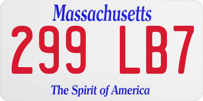MA license plate 299LB7