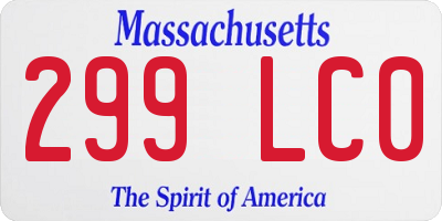MA license plate 299LC0