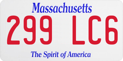 MA license plate 299LC6