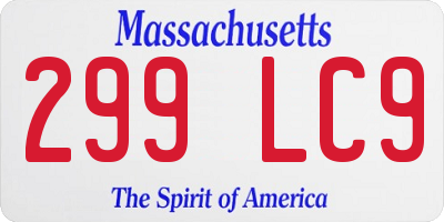 MA license plate 299LC9