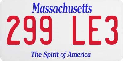 MA license plate 299LE3