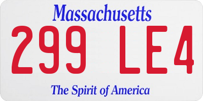 MA license plate 299LE4