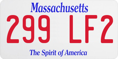 MA license plate 299LF2