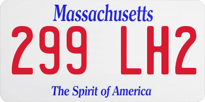 MA license plate 299LH2