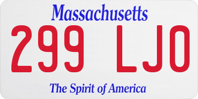 MA license plate 299LJ0
