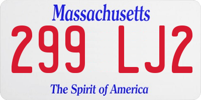 MA license plate 299LJ2