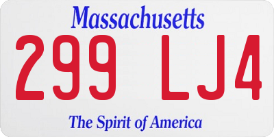 MA license plate 299LJ4