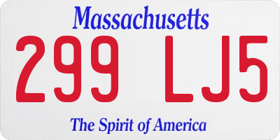 MA license plate 299LJ5