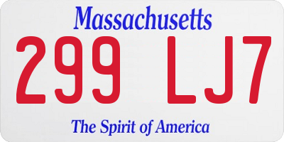MA license plate 299LJ7