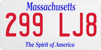 MA license plate 299LJ8