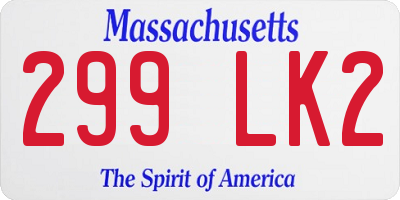 MA license plate 299LK2