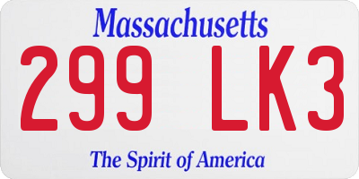 MA license plate 299LK3