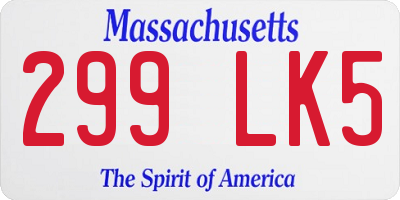 MA license plate 299LK5