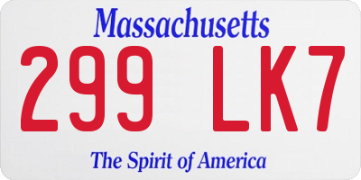 MA license plate 299LK7