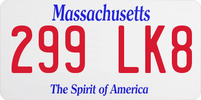 MA license plate 299LK8