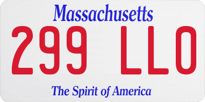 MA license plate 299LL0