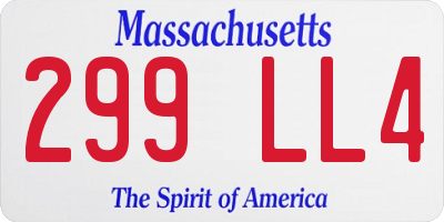 MA license plate 299LL4