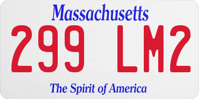 MA license plate 299LM2