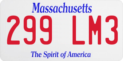 MA license plate 299LM3