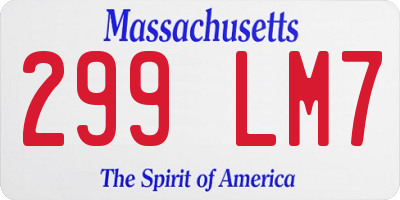 MA license plate 299LM7