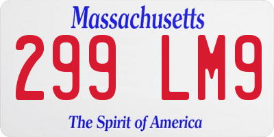 MA license plate 299LM9