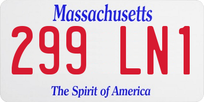 MA license plate 299LN1
