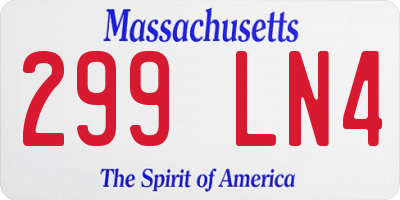 MA license plate 299LN4